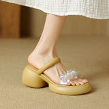 Zi Yan- -Foreign Style High With Thick With Thick Bottom Cool Slippers Female Platform Bottom Water Diamond Flower Fairy Shoes Outdoor Half