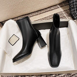 Short Boots 2025 Autumn And Winter New Female Thin Boots Coarse Heel Square High Heels Fashion Plus Velvet French Martin