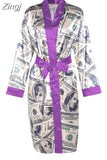 Aesthetic Cardigan Long Sleeve Midi Bandage Dress Money Pajamas Fall Clothes for Women 2023 Fashion Sexy Lounge