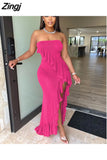 Off Shoulder Women Long Maxi Dress Solid Bodycon High Slit Evening Dresses 2025 Summer Sexy Night Club Party Vestidos 211-0-Outfit