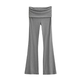 Zingj Trendy Women's Wear In Spring, The New Double-Layer Waist-Turning Sports Leisure Pants, Spicy Girls' Stretch Slimming Micro-Horn