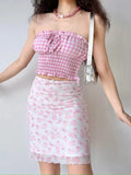 2024 New Summer Retro Butterfly Print Half-Body Dress Woman High-Waisted Body-Buffed Skirt Short