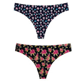 2pcs Sexy Flowers Lingerie Woman Knickers Low-waist Panties Thong Seamless Breathable Underwear Female G String