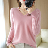 Zingj Out Makes Bottom Unlined Upper Garment Female Autumn Dong New Style Sweater Inside Jacket Long Sleeve Sets Foreign Style Slim V Gets Sweater Female-Outfit