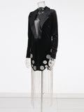 Spring 2025 New Water Drill Design Dress Sexy Deep V Suit Collar Tux