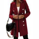 Autumn And Winter Long Sleeve Suit Collar Double Buckle Collar Buckle Coat Double Buckle Suit