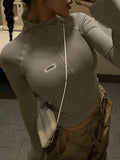 Zip-Up Long Sleeve Crop Top- Outfit