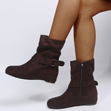 Zingj Medium Tube Buckle Women's Boots Autumn And Winter Ankle Boots Large Size Women's Boots Womens Boots- Outfit