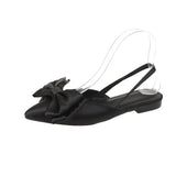 Korean Version Of Summer New Silk Bow Tip Behind The Empty Sandals Women Shallow Two-Pin Square Flat Single