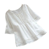 Summer Solid Color Cotton Linen Half