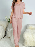 And Summer On The New Pajamas Female Milk Silk Short Sleeve Trousers Suit Classic Solid Color Casual