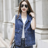 Vests Women Sleeveless Jean Jacket Coat Female Boyfriend Jackets Coats Waistcoat Tank New Young Lady Streetwear Vest