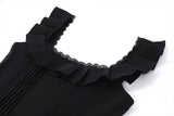 Black Corset Square Neck Frill Strap Mini Dress-Outfit
