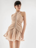 French High-End Birthday Party Small Dress Dress Collection Waist Stature Water Drill Light Luxury Babes Hanging Neck A