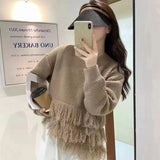 Zingj Autumn Winter Gentle Department Wear A Sweater New Lazy Wind Soft Waxy Tassel Knit Sweater Female-Outfit
