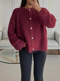 2024 New Loose Retro Pin-Knit Sweater Long-Sleeve Cardigan Jacket Female-Outfit