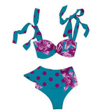 Women Floral 2021 Push-Up Padded Bra Ruffles Bandage Bikini Set Swimsuit Swimwear Bathing Suit Beachwear