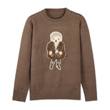 Patchwork Bear Knit Pullover Sweater-Outfit