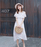 Zingj Chiffon Dress Summer Dress Slim And Fresh Medium And Long Women Open Shoulder Beach