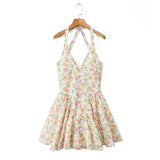 Floral Halter Mini Dress-Outfit
