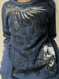 Vintage Skull Print Long Sleeve Knit- Outfit