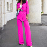 Suit Suit Autumn And Winter New Solid Color Commuter Feeling Small Suit High Waist Trousers Two