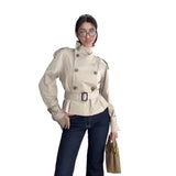 Autumn Women's Clothing Explosion Retro Collar Design Double Buckle Short Belt Wind