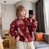 Autumn And Winter New Christmas Tree Pullover Female Korean Version Loose Lazy Wind Retro Color Sweater
