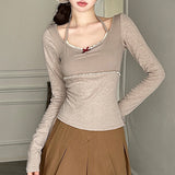 Aesthetic Halter Neck Bow Long Sleeve TeeOutfit