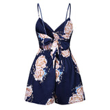 Style Playsuit Floral Print Sexy Rompers Short Overalls Top Macacao Feminino Women Clothes Casual Summer Beach