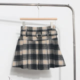 S-2XL With Belt ~ Lattice Hair Of The Hundred Folded Skirt High Waist Anti-Light Small A-Word Skirt