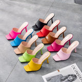 Cm Square Head High Heel Sandals Slippers Wine Glasses And Temperament Pearl Beaded Women's Shoes White Fish Mouth Shallow