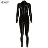long sleeve zipper fashion reflective letters sportswear + leggings 2020 outfits women 2 pieces set fitness