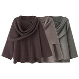 New Asymmetric Cloak Sweater Short Knit Coat