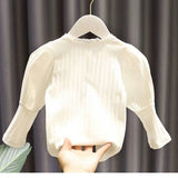 Baby Girls Clothes Ruffle Long Sleeve Baby Solid Color T-shirt Spring Autumn Cotton Soft Tops Baby Girl