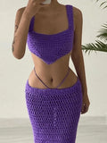 Crochet Knit Skirt Set- Outfit