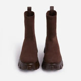 Size 43 Couple Socks Boots 2025 Autumn New Thick-Bottom Leisure Knitted Short Boots Women's Thick-Bottom Mid-Sleeve Women's