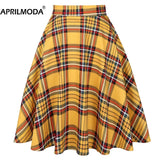 Women Pleated Office Midi Skirts A Line Steampunk Gothic Female 50s 60s Ladies High Waist Retro Swing Jurken