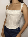 Flutter Sleeve Lace Up Corset Top- Outfit