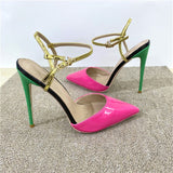 Rose Women Pointed end Slingback Sandals 10cm High Heel Stiletto Ladies Jelly 12cm Party Shoes Pink Black LX019
