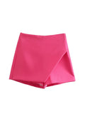 2022 Green Skirt Shorts Women Pink High Waist Bermuda Shorts Woman Streetwear Asymmetric Skort Summer Casual Shorts