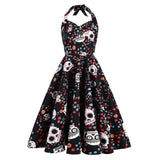 Summer Dress Casual Print 50s 60s Retro Vintage Dress Women Robe Rockabilly Pinup Halloween Vestidos Elegant Party