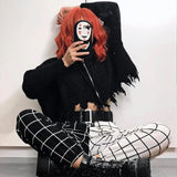 Cargo Pant For Women Loose Hight Waist Plaid Jogging Trousers Sporty Pants Elasticity Sportpants