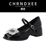 Coarse Heel Snow Buckle And Mary Treasure Shoes 2025 New Net Red Word With Sandals One-Way Single