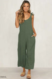 Women Rompers 2023 Summer new Ladies Casual Clothes Loose Linen Cotton Jumpsuit Sleeveless Backless Playsuit Trousers