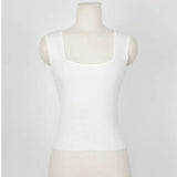 2021 Forefair Tank Tops Sexy Crop Vest Solid Harajuku Korean Female Off Shoulder Knitted Black White Summer Women