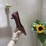 Zingj Heels Women Nude Small Heel Fine Heel Pointed French Gentle Match Skirt Low Heel Low Heel Shallow Mouth Four Seasons Single Shoes-Outfit