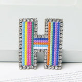 Jewelry 26 English DIY Name Letters Alphabet Rainbow Embroidery with Pin Ouch Beeding Womens Brooches Patches