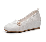 Zingj Heels Single Shoes Chinese Style Cheongsam Hanfu With Horse Face Dress Pure Color Plain Cloth Shoes Women's