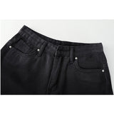 High Waist Button Wide Leg Black Jeans Shorts New Summer Casual Gradient All-match Fold Loose Fit Blue Denim Shorts